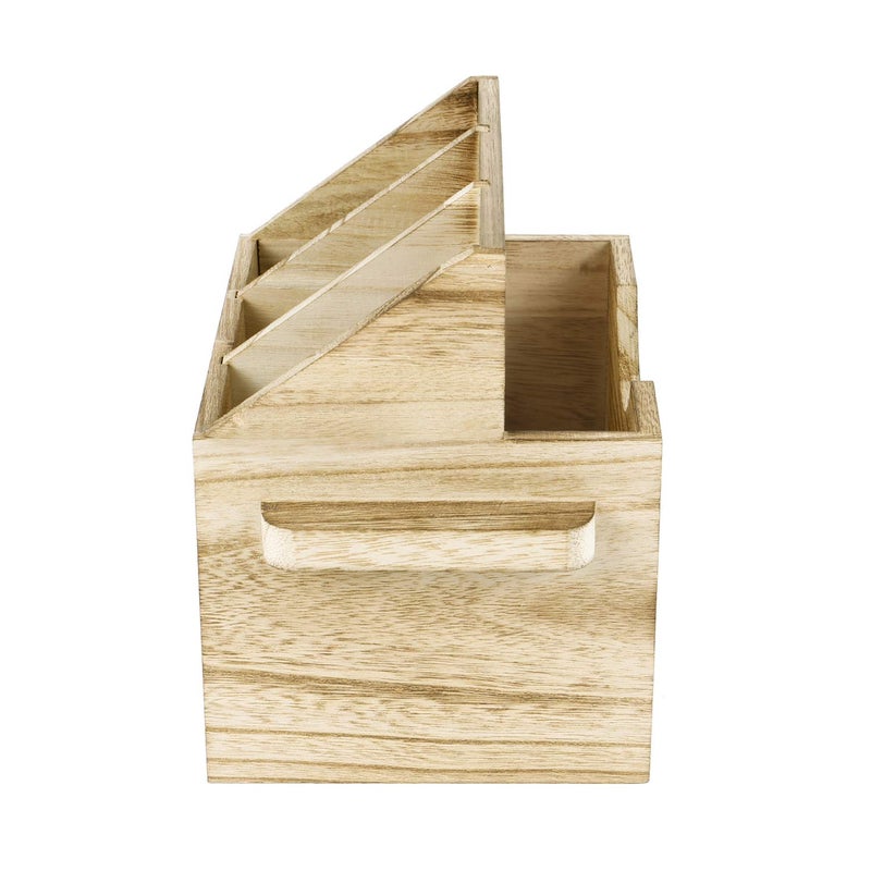 Ikee Design Rustic Elegant Wooden Flatware Organizer Caddy, Oak Color, 7'W x 5.5'D x 6.63'H - Image 5